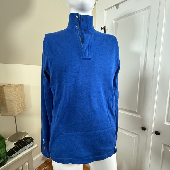 RLX Ralph Lauren Blue Quarter Zip Mock Neck Pullover Sweater Mens L